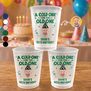 Family,Gift For Bestie,Gift For Men,Gift For Women,Gift For Yourself,Gift For Mother,Gift For Grandpa,Gift For Father,Photo,Humorous - Custom Photo A Cold One For The Old One - Personalized Frosted Cups