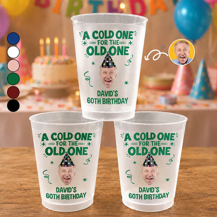 Custom Photo A Cold One For The Old One - Personalized Frosted Cups