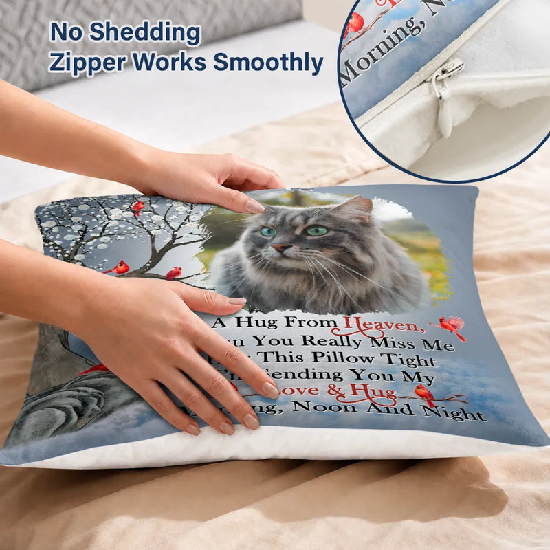 Custom Photo A Hug From Heaven - Memorial Gift For Family, Friends - Personalized Pillow