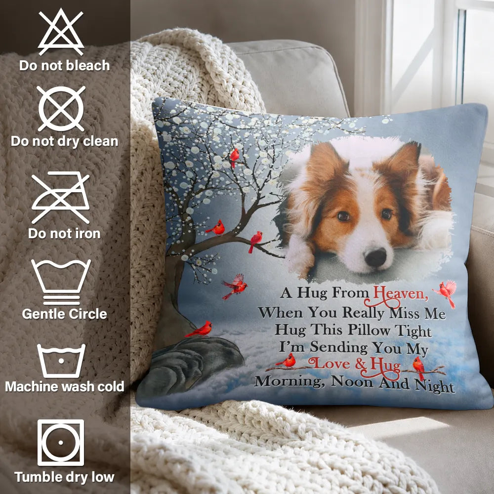 Custom Photo A Hug From Heaven - Memorial Gift For Family, Friends - Personalized Pillow