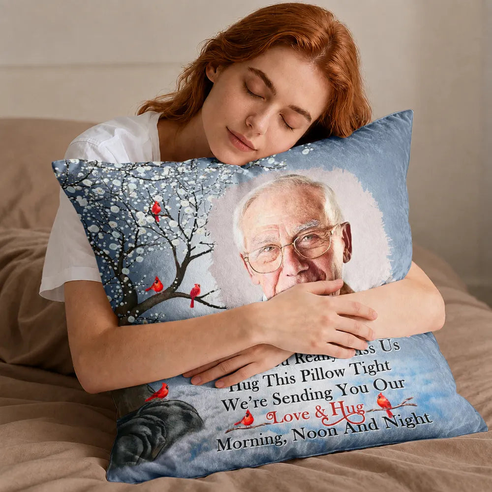 Custom Photo A Hug From Heaven - Memorial Gift For Family, Friends - Personalized Pillow