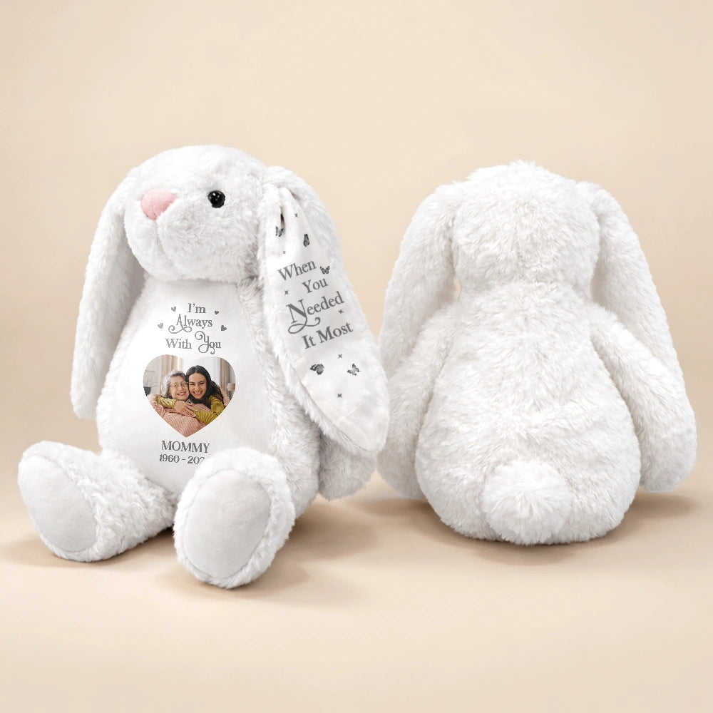 Memorial Loved One,Christmas,Custom Photo,Sympathetic,Gift For Kids,Memorial,Upload Full Photo - Custom Photo A Hug From Heaven Memorial Gift For Kids Loss Of A Loved One - Personalized Soft Toy Bunny