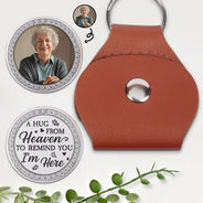 Custom Photo, Memorial, Family, Parents, Gift For Grandparents, Love - Custom Photo A Hug From Heaven Printed Gemstone Art - Personalized Leather Pocket Hug
