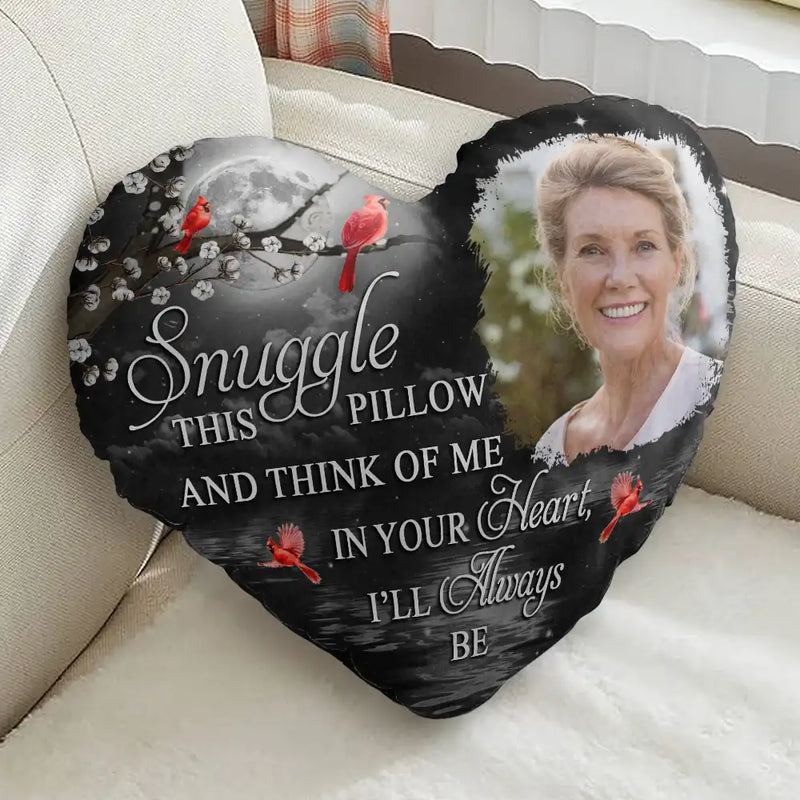 Family, Memorial, Custom Photo, Love - Custom Photo A Hug From Heaven When You Really Miss Me Memorial - Personalized Heart Shaped Pillow