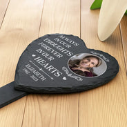Memorial,Custom Photo,Family,Parents,Gift For Grandparents,Sad - Custom Photo Not A Day Goes By That You Are Not Missed - Personalized Heart Slate Garden Stake