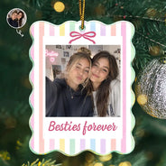 Gift For Bestie,Christmas,Custom Photo,Dynamic Photo,Happy - Custom Photo A True Friendship Is A Journey Without An End Besties Portrait - Personalized Custom Shaped Acrylic Ornament