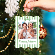 Gift For Bestie,Christmas,Custom Photo,Dynamic Photo,Happy - Custom Photo A True Friendship Is A Journey Without An End Besties Portrait - Personalized Custom Shaped Acrylic Ornament