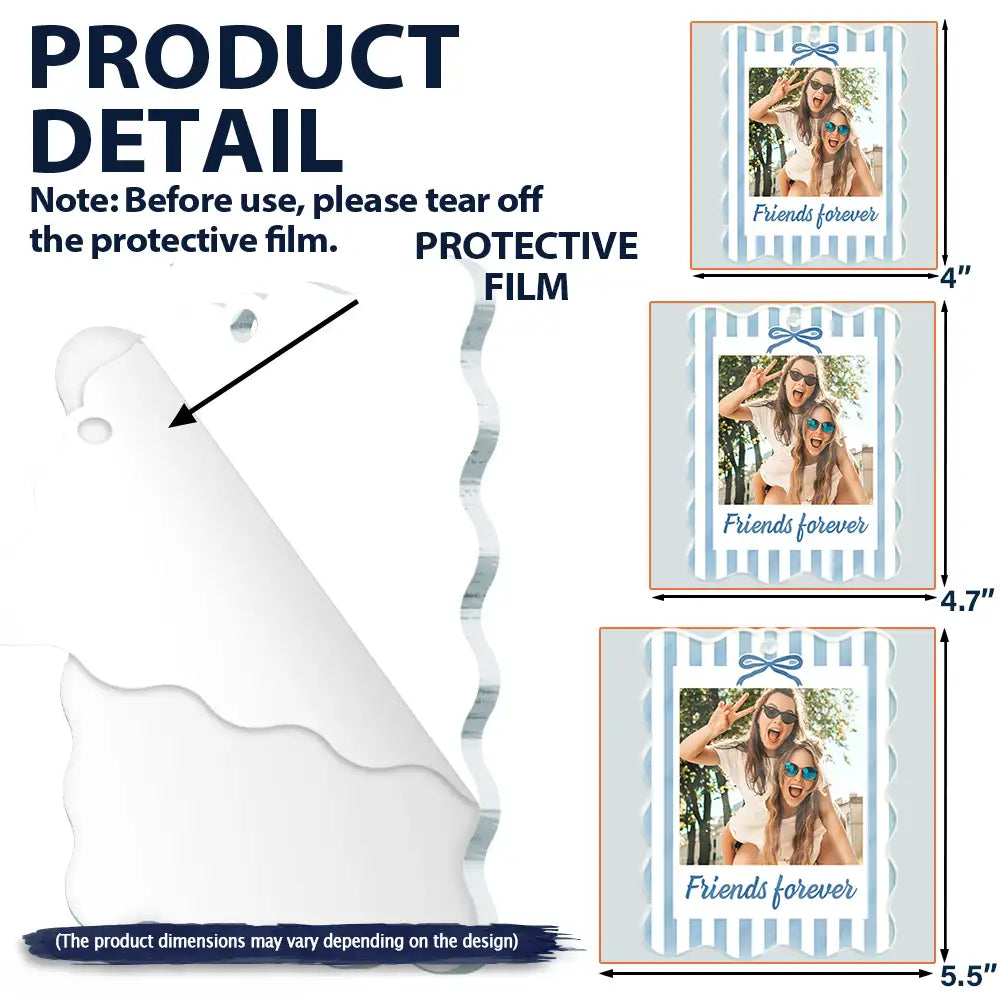 Gift For Bestie,Christmas,Custom Photo,Dynamic Photo,Happy - Custom Photo A True Friendship Is A Journey Without An End Besties Portrait - Personalized Custom Shaped Acrylic Ornament