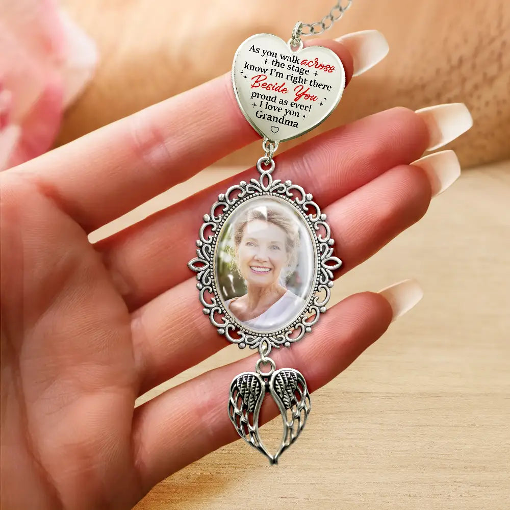 Graduation,Gift For Yourself,Custom Photo,Memorial,Sad - Custom Photo Across The Stage Know I'm Right There - Personalized Graduation Tassel Charm
