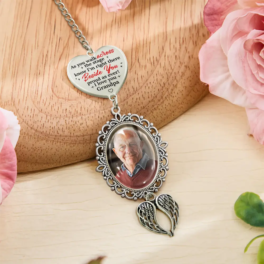 Graduation,Gift For Yourself,Custom Photo,Memorial,Sad - Custom Photo Across The Stage Know I'm Right There - Personalized Graduation Tassel Charm
