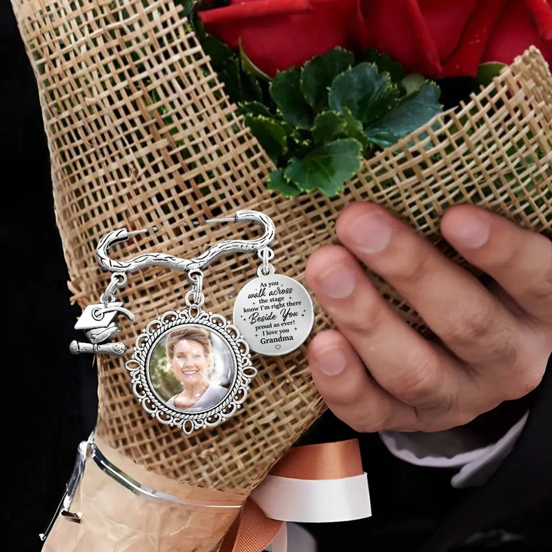 Graduation,Family,Love - Custom Photo Across The Stage Know I'm Right There - Personalized Graduation Tassel Pin