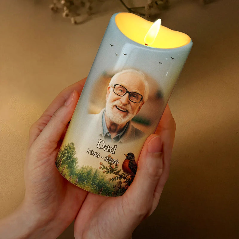 Memorial Loved One,Christmas,Custom Photo,Sympathetic,Family,Memorial,Upload Full Photo,Icon - Custom Photo Although You Cannot See Me I'm Always With You Memorial - Personalized Flameless LED Candle