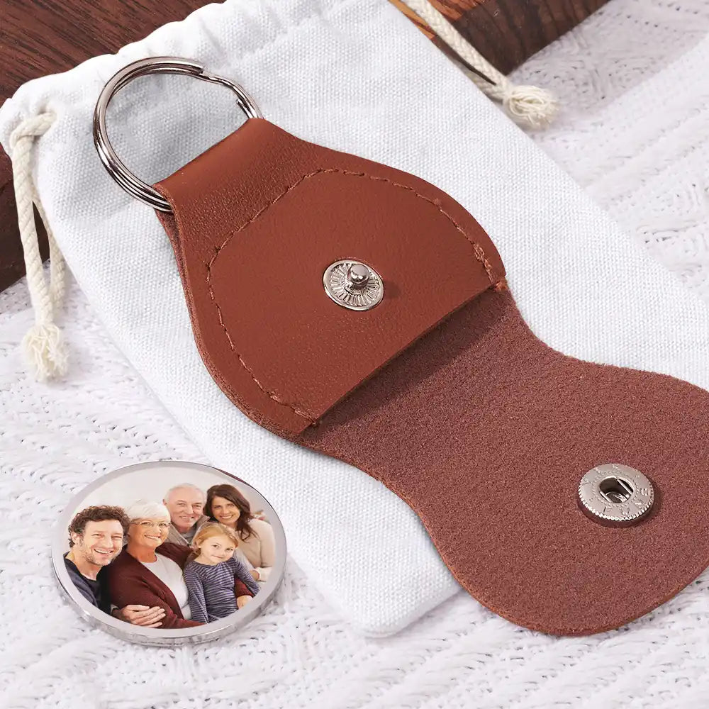 Family,Gift For Women,Gift For Men,Gift For Mother,Gift For Father,Gift For Grandpa,Gift For Grandma,Gift For Daughter,Gift For Son,Gift For Grandkids,Happy - Custom Photo Always Know You Are Loved - Personalized Leather Pocket Hug