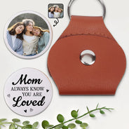 Family,Gift For Women,Gift For Men,Gift For Mother,Gift For Father,Gift For Grandpa,Gift For Grandma,Gift For Daughter,Gift For Son,Gift For Grandkids,Happy - Custom Photo Always Know You Are Loved - Personalized Leather Pocket Hug