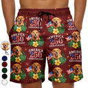America 250th, Custom Photo, Independence Day, Summer, Pet Lovers, Playful, Remove BG Photo - Custom Photo America 250 Anniversary Dog Cat Pet - Personalized Unisex Beach Shorts