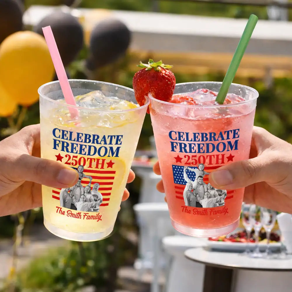 Independence Day,Family,America 250th,Photo,Proud - Custom Photo America 250th Anniversary Proud Family - Personalized Frosted Cups