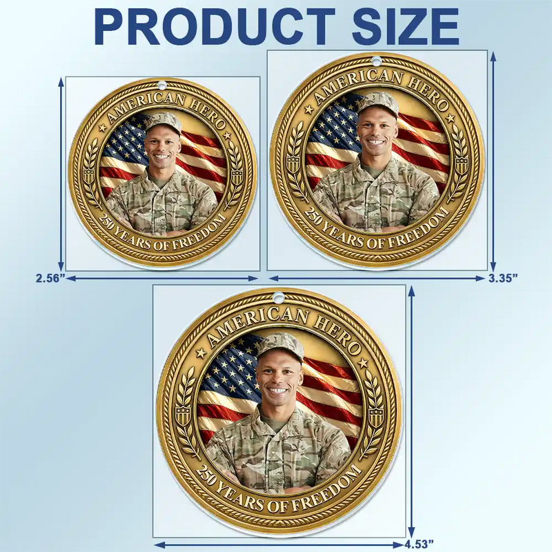 America 250th, Custom Photo, Independence Day, Family, Proud, Remove BG Photo - Custom Photo American Hero 250 Years Of Freedom - Personalized Acrylic Car Hanger
