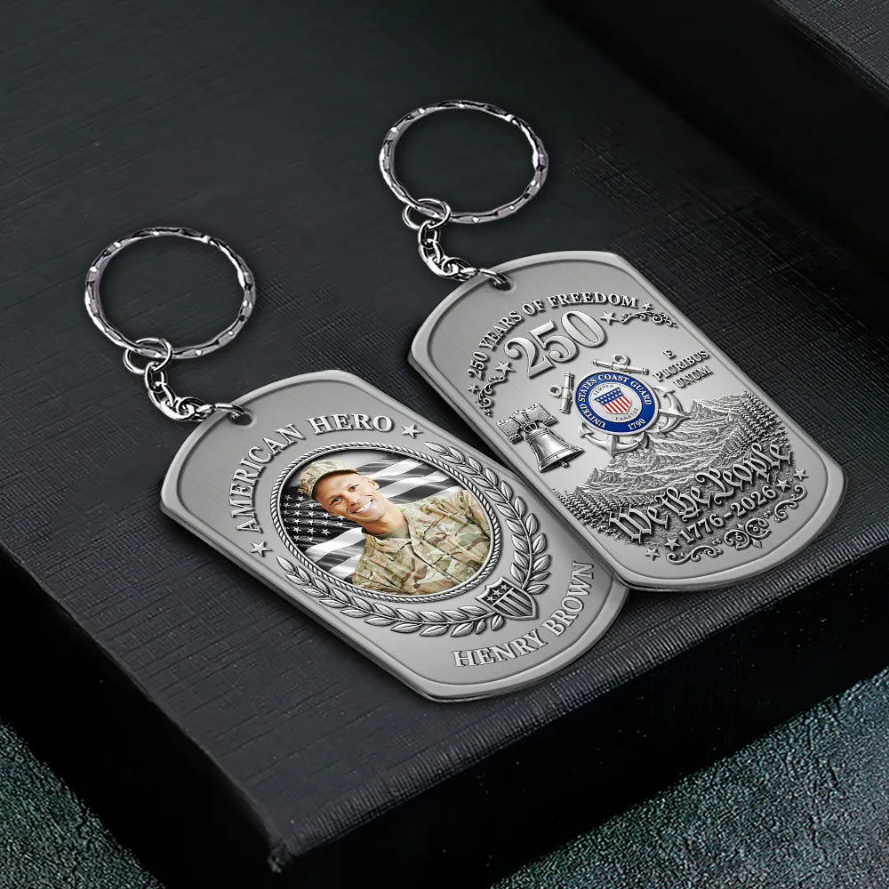 America 250th, Custom Photo, Independence Day, Family, Proud, Remove BG Photo - Custom Photo American Hero 250 Years Of Freedom - Personalized Aluminum Keychain