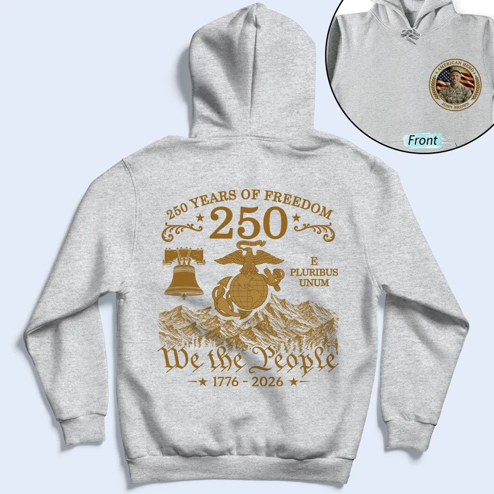 America 250th,Custom Photo,Independence Day,Family,Proud,Remove BG Photo - Custom Photo American Hero 250 Years Of Freedom - Personalized T Shirt
