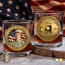 America 250th,Custom Photo,Independence Day,Family,Proud,Remove BG Photo - Custom Photo American Hero 250 Years Of Freedom - Personalized Whiskey Glass