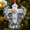 Christian, Family, Memorial, Christmas - Custom Photo Angel Wings Are Always With You - Personalized Metal Ornament