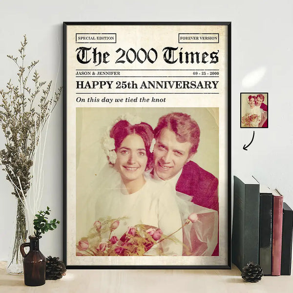 Wedding Anniversary,Gift For Couples,Gift For Husband,Gift For Wife,Happy - Custom Photo Anniversary Poster For Couple - Personalized Poster