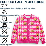 Funny, Christmas, Dog Lovers, Pet Lovers, Cat Lovers, Custom Photo - Custom Photo Argyle Plaid Pet Face - Personalized Cardigan