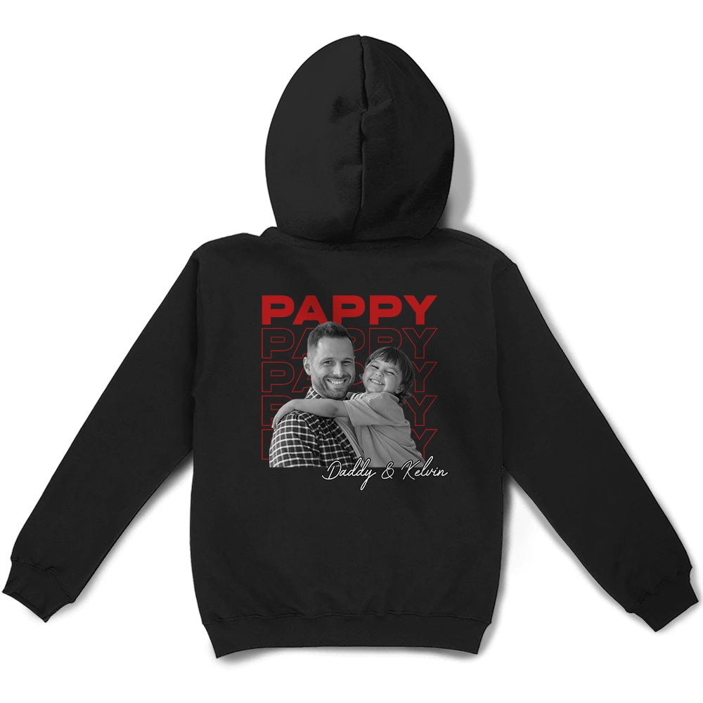 Custom Photo,Gift For Father,Dad - Children,Non-Eng,Photo,Proud - Custom Photo B&W Dad Grandpa Title - Personalized T Shirt
