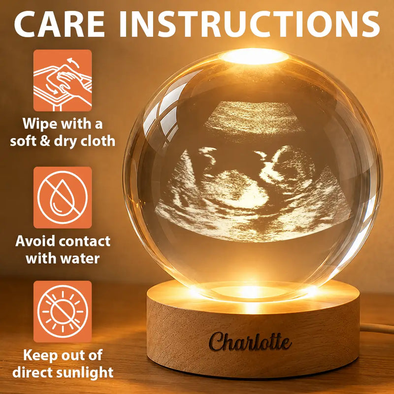 Adorable,Christmas,Custom Photo,Gift For Mother,Pregnant Mom,Upload Full Photo - Custom Photo Baby Expecting Ultrasound Photo Baby Announcement - Personalized Crystal Globe Lamp