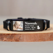 Custom Photo,New Dad,New Mom,New baby,Gift For Father,Happy,Non-Eng,Photo - Custom Photo Baby Newborn Information - Personalized Engraved Bracelet