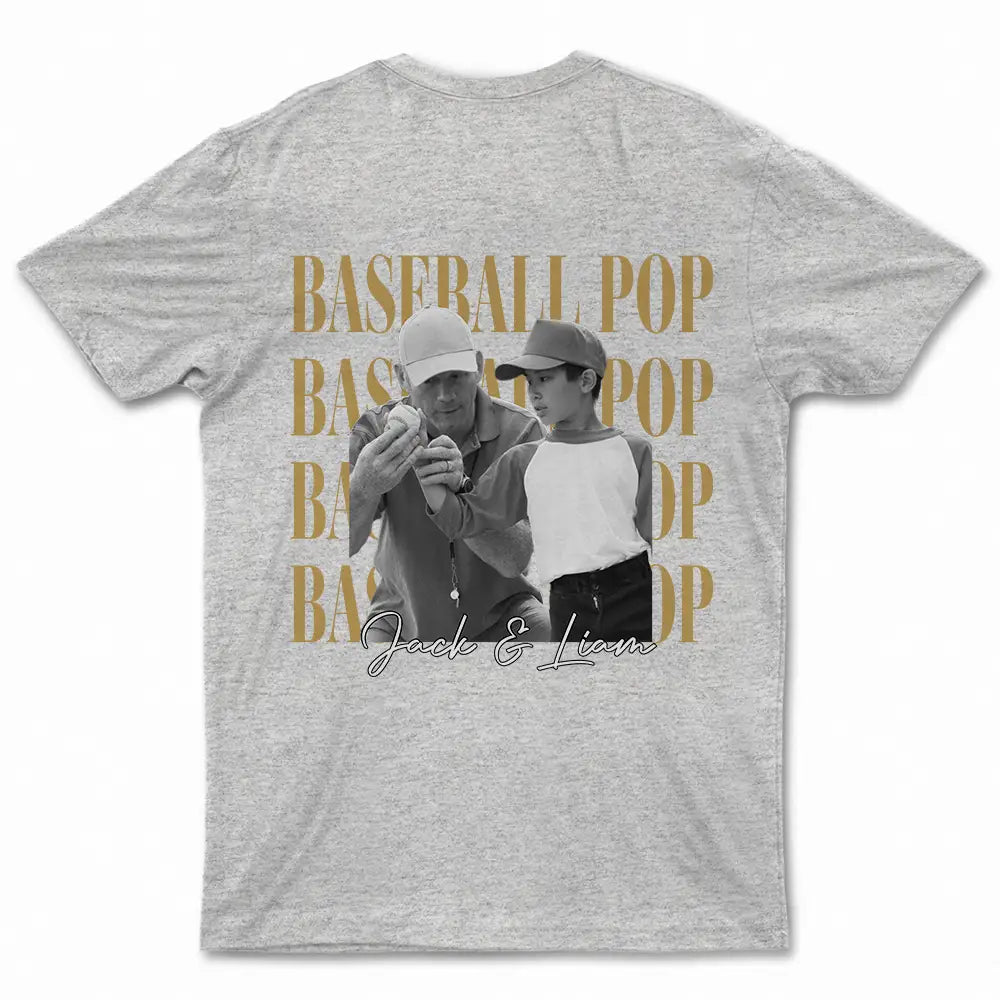 Gift For Father,Gift For Grandpa,Baseball,Non-Eng,Photo,Proud - Custom Photo Baseball Dad Vintage Hit And Steal - Personalized T Shirt