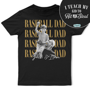 Gift For Father,Gift For Grandpa,Baseball,Non-Eng,Photo,Proud - Custom Photo Baseball Dad Vintage Hit And Steal - Personalized T Shirt