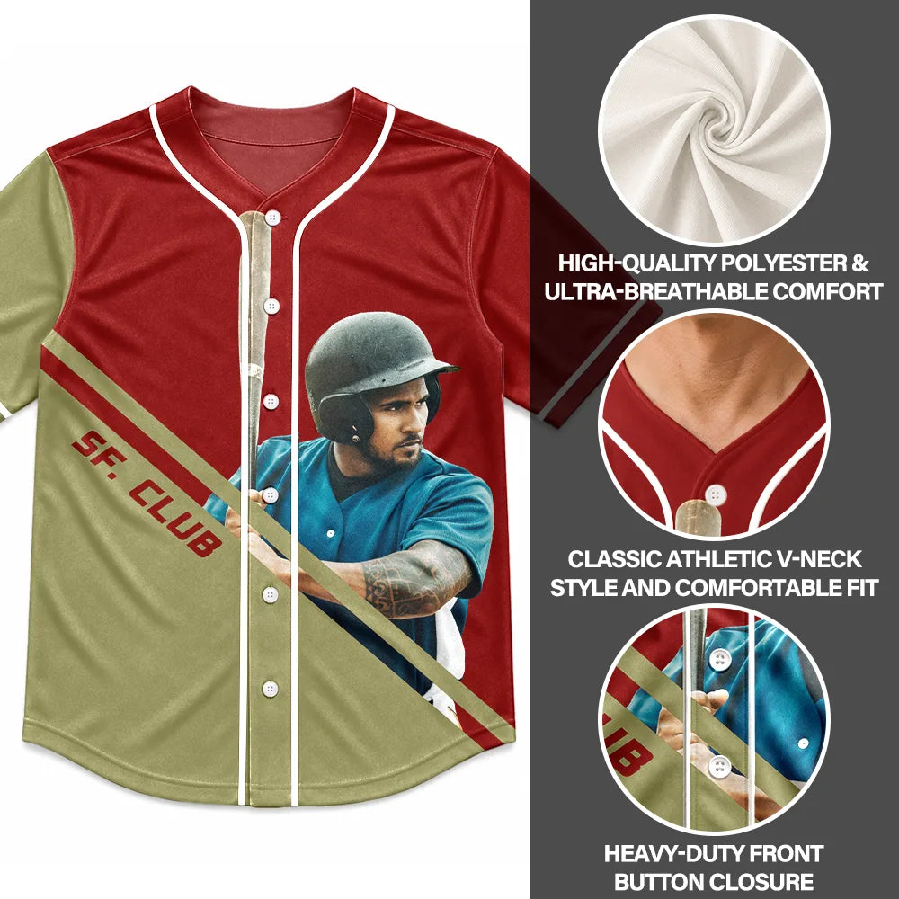 Baseball, Custom Photo, Gift For Yourself, Proud, Remove BG Photo - Custom Photo Baseball Player With Name & Number - Personalized Baseball Jersey Shirt