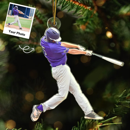 Custom Photo Baseball Players - Personalized Acrylic Photo Ornament