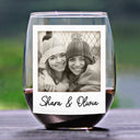 Gift For Bestie, Gift For Sisters, Happy, Custom Photo, Old Best friends - Custom Photo Because Of You I Laugh A Little Harder Besties - Personalized Stemless Wine Glass