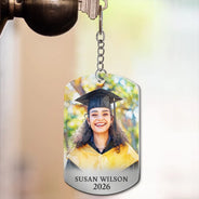Gift For Yourself,Graduation,Gift For Women,Gift For Men,Gift For Daughter,Gift For Son,Gift For Bestie,Photo,Proud - Custom Photo Behind You All Memories Congrats Grad - Personalized Aluminum Keychain