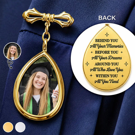 Custom Photo Behind You All Your Memories - Personalized Teardrop Pin