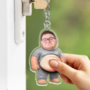 Custom Photo,Art Design,Family,Humorous,Photo - Belly Pose Figure - Custom Photo Belly Character Family Member And Pet - Personalized Squishy Acrylic Keychain