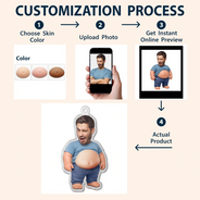 Custom Photo,Art Design,Family,Humorous,Photo - Belly Pose Figure - Custom Photo Belly Character Family Member And Pet - Personalized Squishy Acrylic Keychain