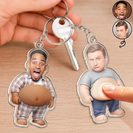 Custom Photo Belly Character Family Member - Personalized Squishy Acrylic Keychain