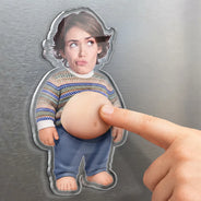 Custom Photo,Art Design,Family,Humorous,Photo - Belly Pose Figure - Custom Photo Belly Character Family Members - Personalized Squishy Acrylic Fridge Magnet