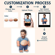 Custom Photo,Art Design,Family,Humorous,Photo - Belly Pose Figure - Custom Photo Belly Character Family Members - Personalized Squishy Acrylic Fridge Magnet
