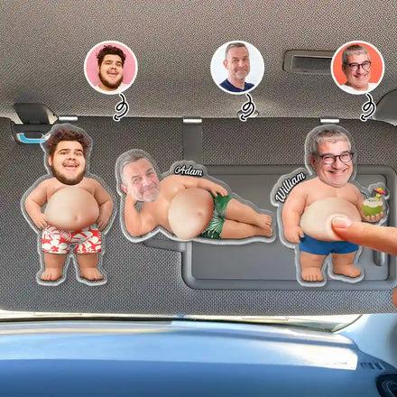 Custom Photo Belly Out For Summer - Personalized Squishy Acrylic Car Visor Clip