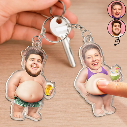 Custom Photo Belly Out For Summer - Personalized Squishy Acrylic Keychain
