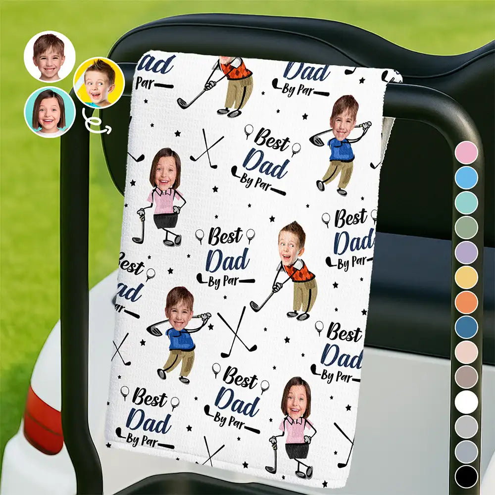 Custom Photo Best Dad By Par - Personalized Golf Towel