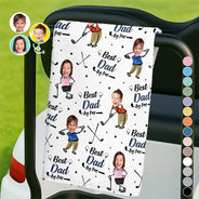 Happy, Sport Dad, Golf, Gift For Father, Gift For Men, Gift For Grandpa, Gift For Husband - Custom Photo Best Dad By Par - Personalized Golf Towel