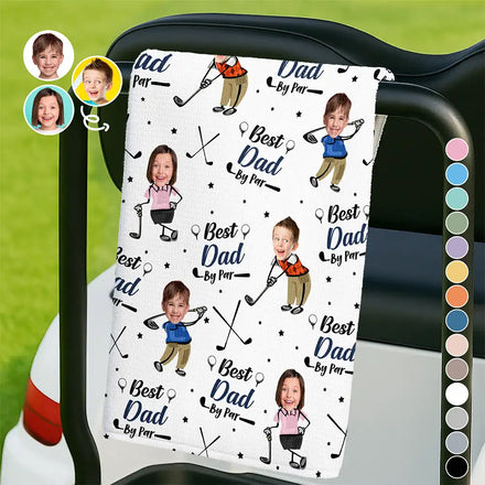 Custom Photo Best Dad By Par - Personalized Golf Towel