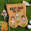 Gift For Father,Confident,Golf,Icon,Cut-Face Photo - Custom Photo Best Dad By Par Funny Kid - Personalized Golf Ball Sacks