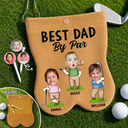 Gift For Father,Confident,Golf,Icon,Cut-Face Photo - Custom Photo Best Dad By Par Funny Kid - Personalized Golf Ball Sacks