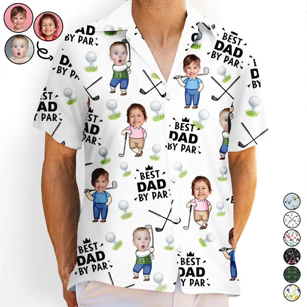 Custom Photo Best Dad By Par Funny Kid - Personalized Hawaiian Shirt